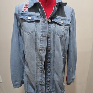 Ci Sono Light Blue Distressed Jean Jacket